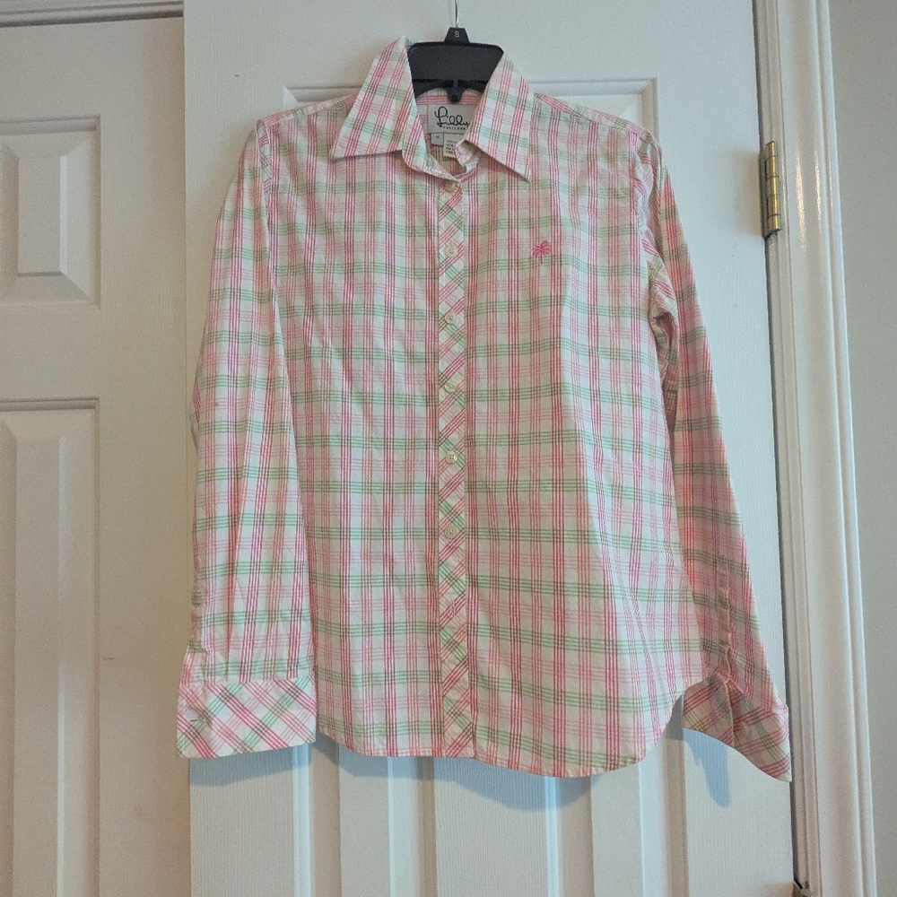 Lilly Pulitzer Pink and Green Button Down Shirt
